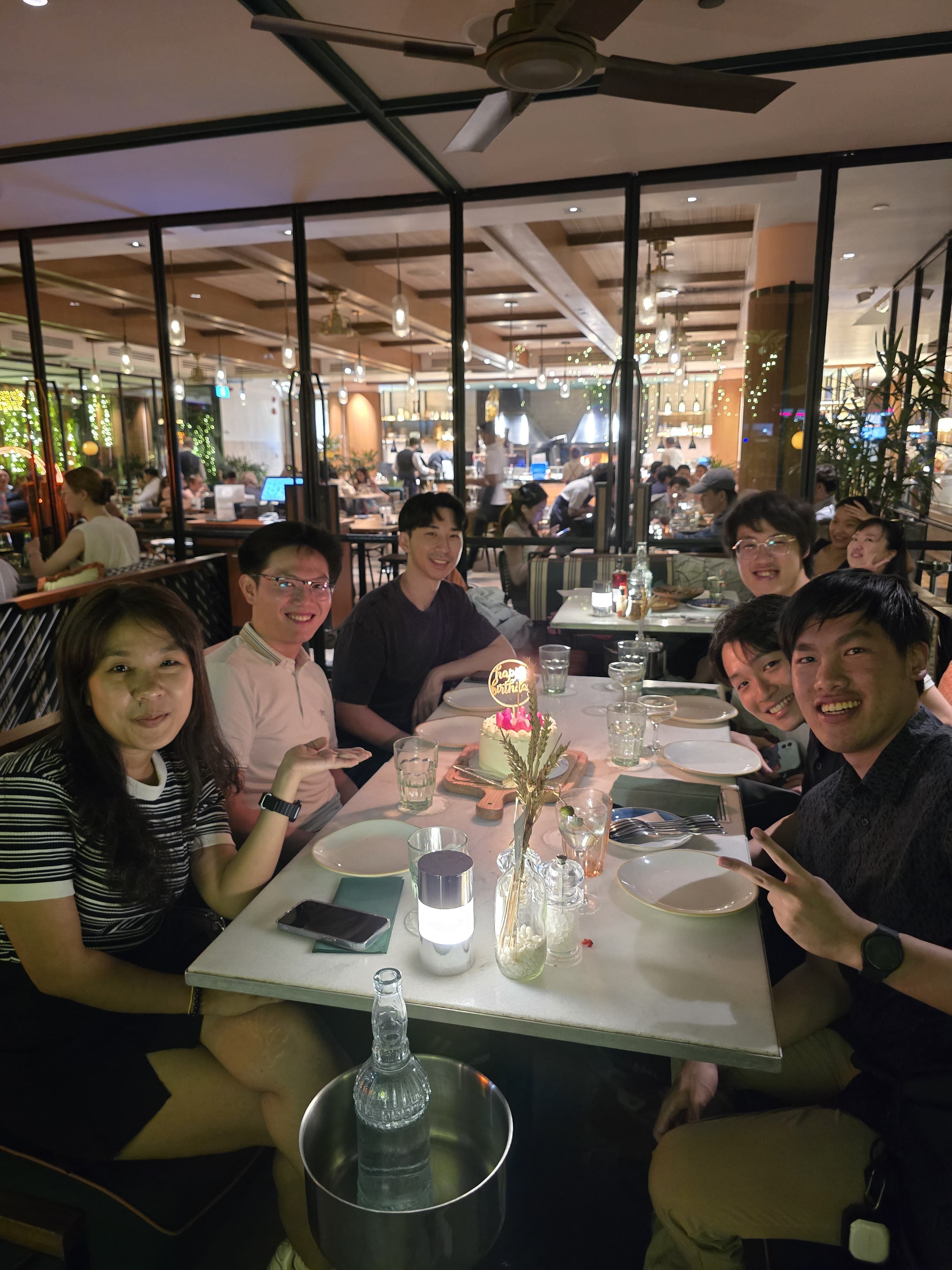 The FoodLink System team at a restaurant dinner
