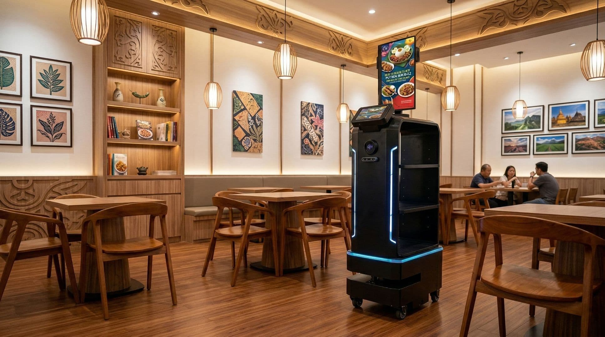 FoodLink FL1 robot in a modern restaurant